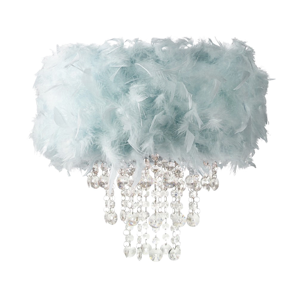 Contemporary Feather Pendant Light Shade with Transparent Acrylic Droplets
