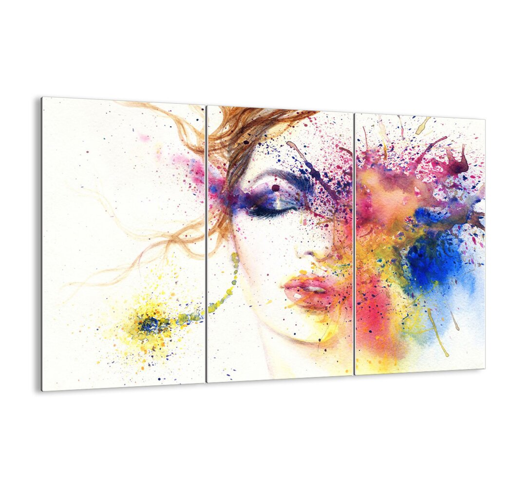 3-tlg. Glasbilder-Set - Grafikdruck â€žRainbow Dizzinessâ€�