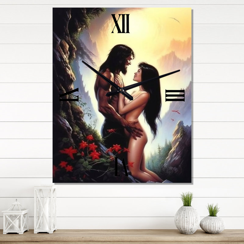 Adam et Eve dans le jardin d'Eden - Horloge murale Christianisme moderne, Grand
