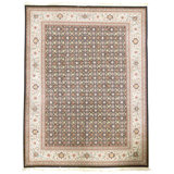 Hand Knotted Wool Oriental Area Rug in Black And Ivory