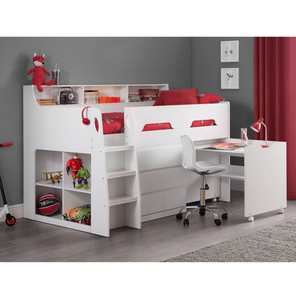 Binne Single (3') 3 Drawer Bed Frames Mid Sleeper Loft Bed with Built-in-Desk