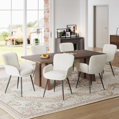 Upholstered Chenille Dining Chairs With Metal Legs (Set Of 6)