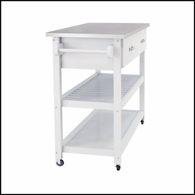 Durable Stainless Steel Top Kitchen Cart with Two Drawers and Open Shelves for Efficient Storage