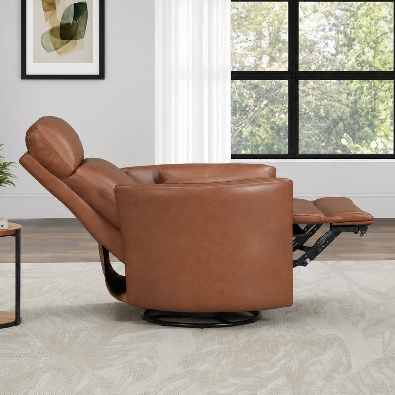 Fauteuil inclinable et oscillant électrique, Cuir fleur whisky rétro