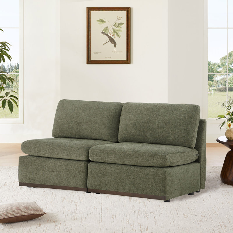 Sayette 68'' Upholstered Modular Armless Sofa, Moss Green