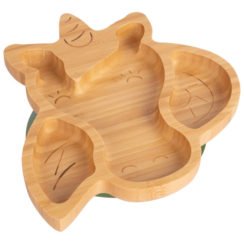 Tiny Dining - Children's Bamboo Suction Unicorn Plate, Olive Green