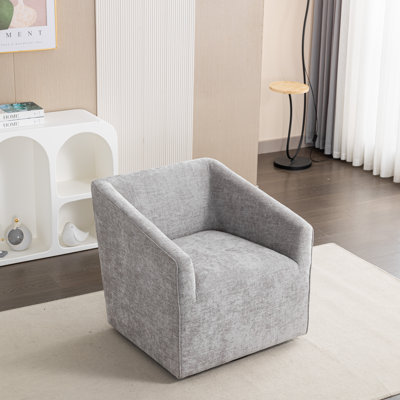 Nice Modern Upholstered Barrel Armchair, 360° Swivel by Latitude Run