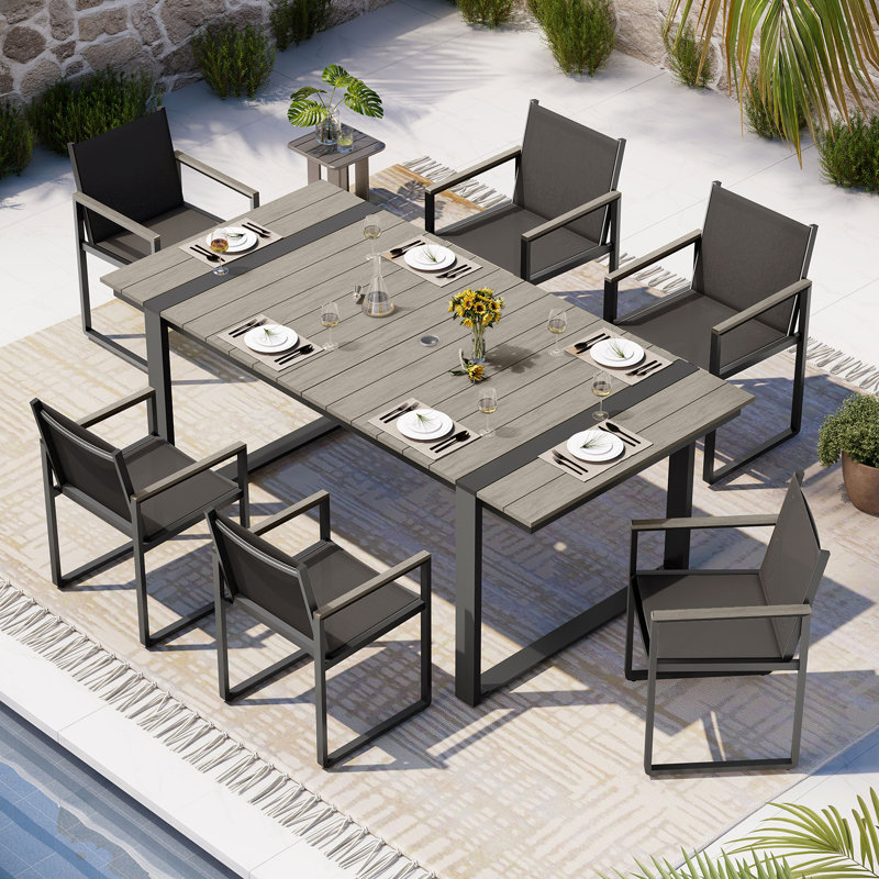 Ensemble repas 7 pièces, 6, Gris clair / gris foncé, Gris clair