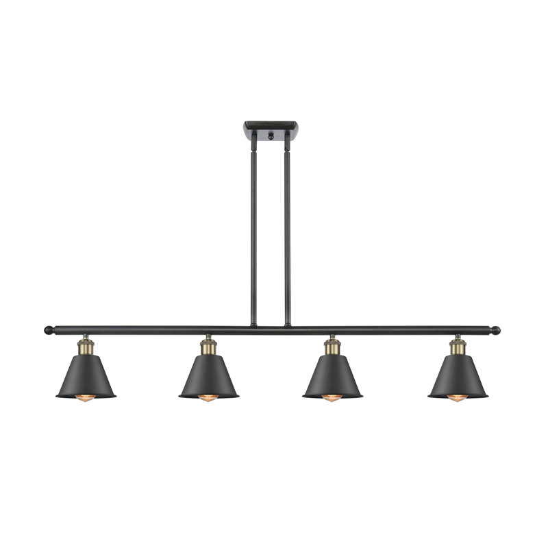 Luminaire suspendu linéaire à 4 lumières pour îlot de cuisine Dallyn, Compatible avec DEL, Cuivre antique, Cuivre antique