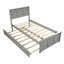 Lit plateforme simple avec lit gigogne gris coulissant - Structure solide en bois massif durable-1850202798