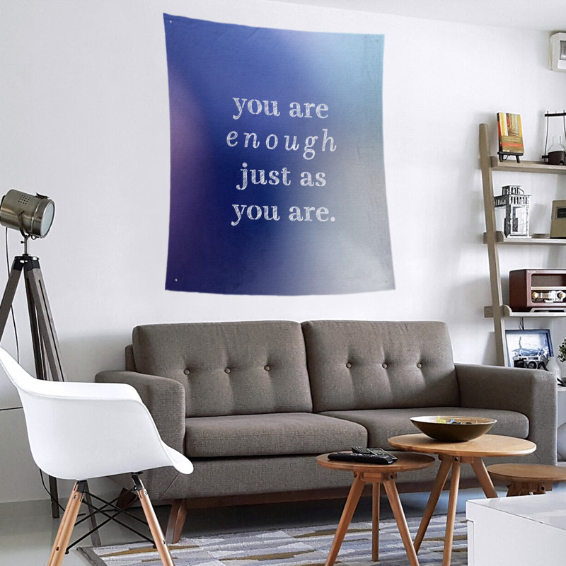 En polyester, vous êtes assez tapisserie quot, H 104 po x l 88 po, Bleu / Blanc