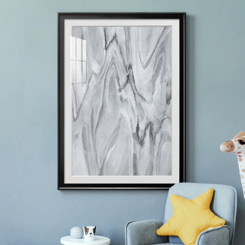 Marbré blanc III - reproduction de cadre photo, Cadre noir, H 24,5 po x l 18,5 po x P 1 po