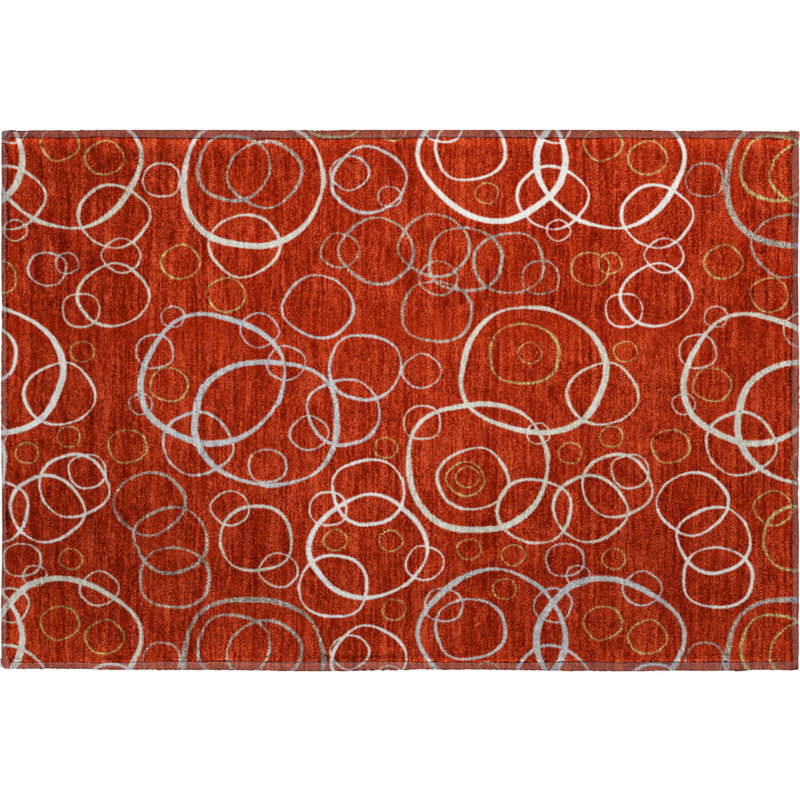 Premium Machine Washable Mayfield AMF2408 Bubbles Rug, Red, 2'6" x 3'10"