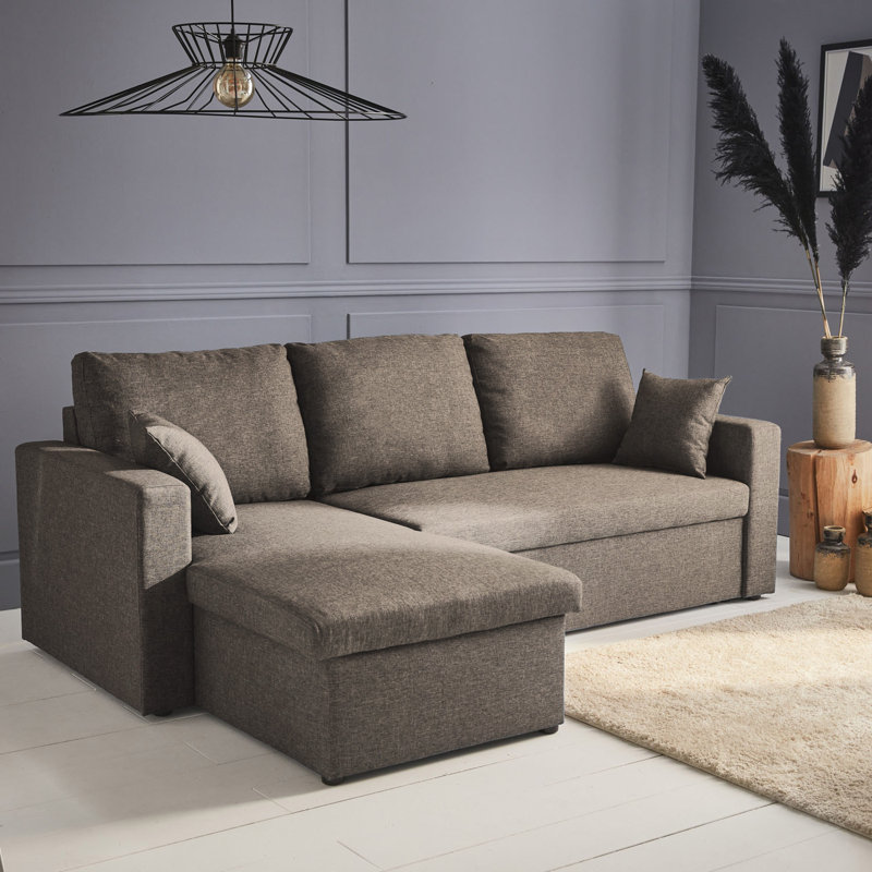 Narcisco 3 Seater Modular Corner Sofa Bed with Storage, Brown