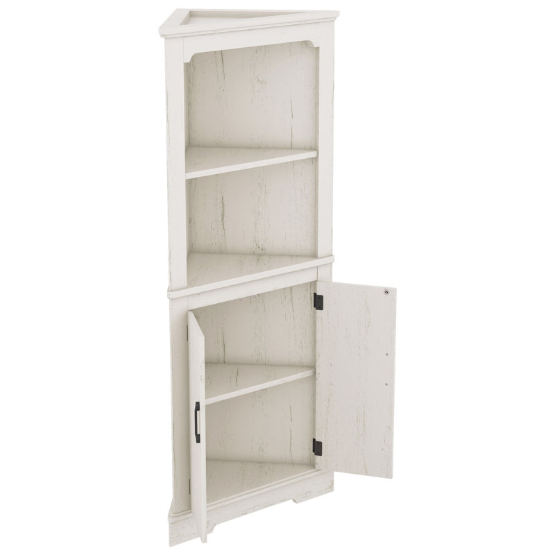Grande armoire d'angle avec portes pour le salon, la salle de bain, la salle à manger ou la cuisine, Beige