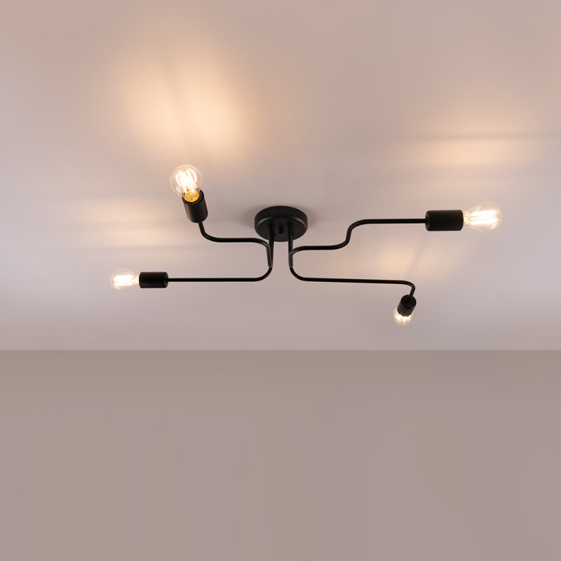 Chandelier VECTOR , 15.5cm H x 58cm W x 78cm D, 4 Lights, Black