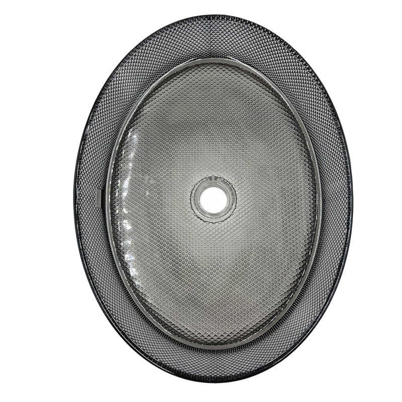 Vasques décoratives ovales en cristal noir 20 "avec base blanche 36", Noir
