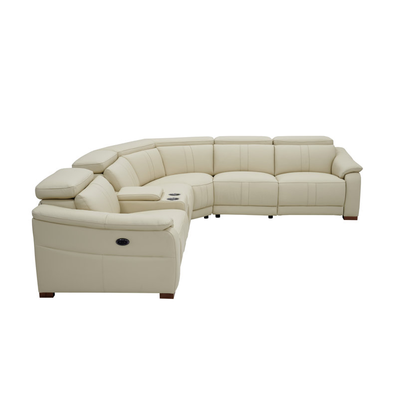 Canapé modulaire réversible inclinable en cuir de 119,5 po de large Ayshea, Cuir assorti blanc