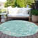 Machine Washable Indoor/Outdoor Xhevrie Teal Rug
