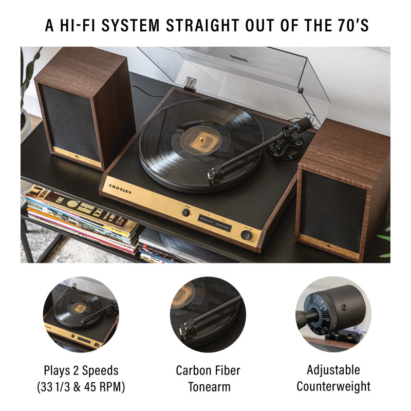 2 - Speed Turntable Decorative Record Player with Bluetooth