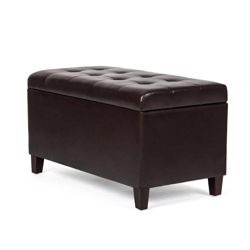 Mogadore Home Rectangle Storage Ottoman Bench, Dark Brown Faux Leather