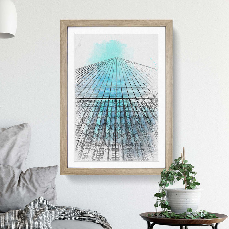 Ground Zero in New York City in Abstract - Picture Frame Graphic Art Print, 36cm H x 27cm W x 2cm D, Oak Framed