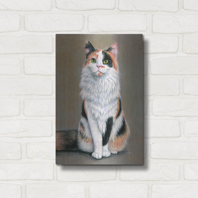 «Calico Cat» par Rebecca Wang, art mural en métal, H 16 po x l 12 po