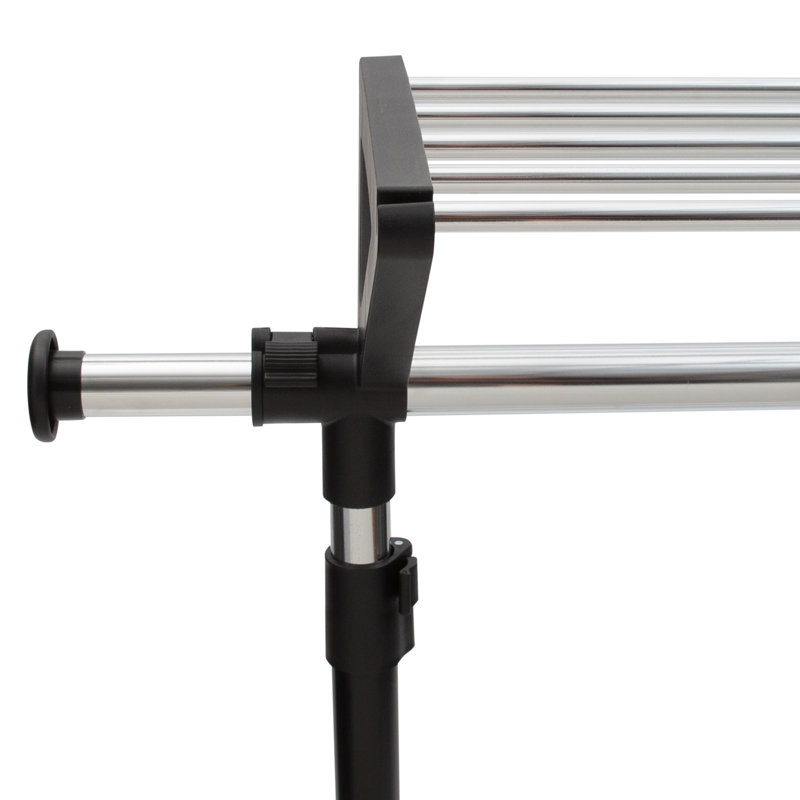 Adjustable Black and Chrome Steel Garment Rack with Shelves
