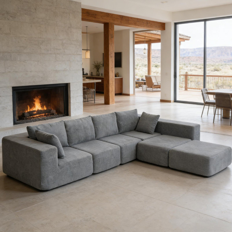 Canapé modulaire polyvalent avec mousse à double densité et tissu facile d'entretien pour les espaces de vie modernes
