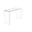 Console en verre, console en verre trempé transparent avec bureaux à bords arrondis, table de canapé
