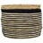 Set Of 3 Tan And Black Striped Seagrass Storage Baskets With Braided Trim 17"