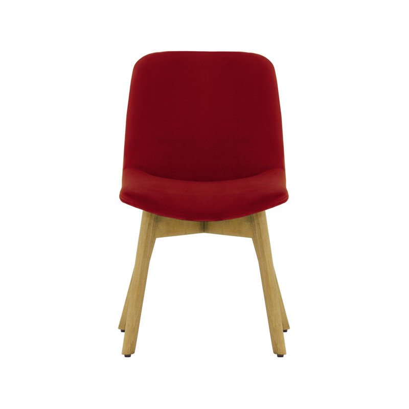 Jada 48cm H Velvet Upholstered Side Chair, Red, Oak