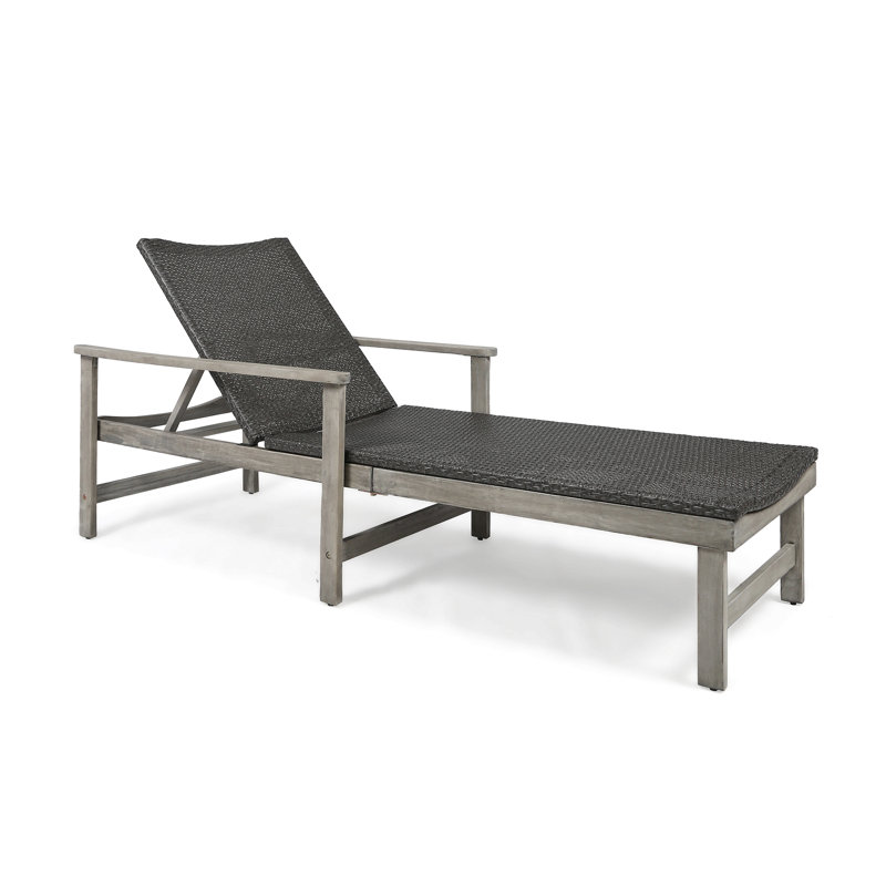 Chaise longue en bois et osier Hampton