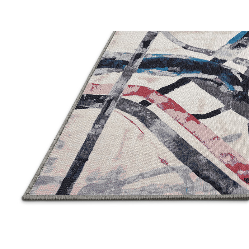 Machine Washable Gray Area Rug, Rectangle 7' x 9'