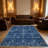 1PC Vintage Distressed Navy Blue Bohemian Floral Medallion area rugs for Living Room, Soft, All seasons, Easy-maintain, Washable Indoor mat, Farmhouse suitable for for dining room, bedroom, kitchen entryway...-1191191563