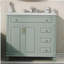 Meuble-lavabo de 36 po avec lavabo, armoire de salle de bain en bois massif vert avec tiroir rabattable, 3 tiroirs et 2 portes, conception élégante avec poignées en métal doré, meuble-lavabo moderne en bois aggloméré pour le rangement de la salle de bain