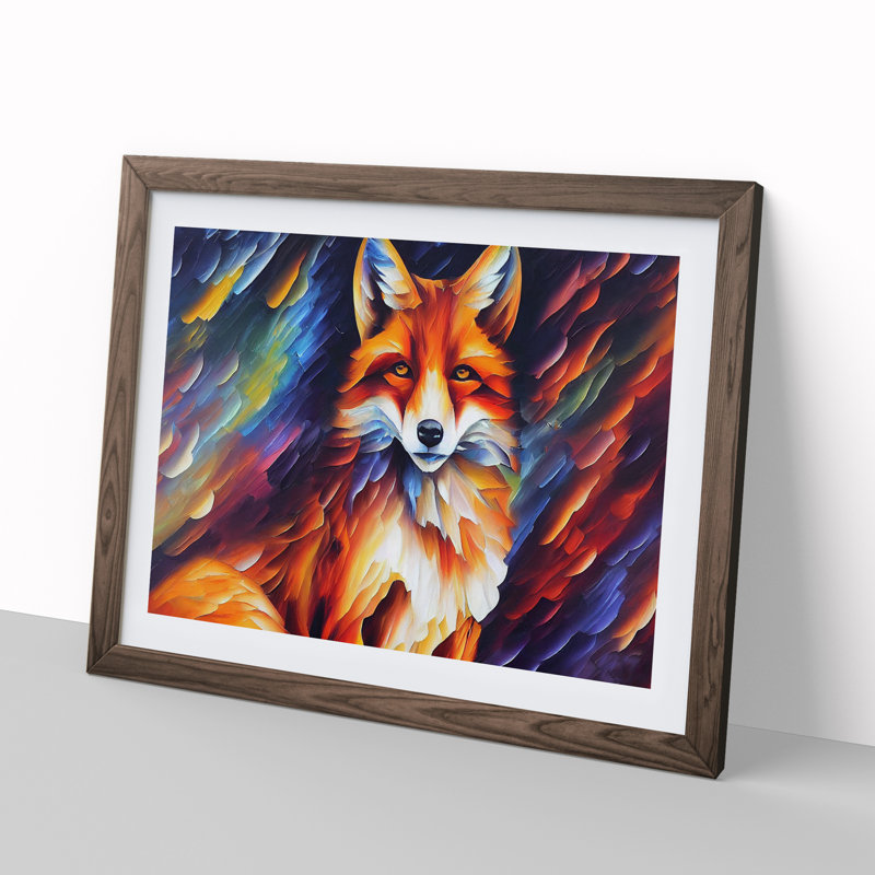 Fox Vol.2 - Single Picture Frame Painting, 46cm H x 64cm W x 2cm D, Walnut