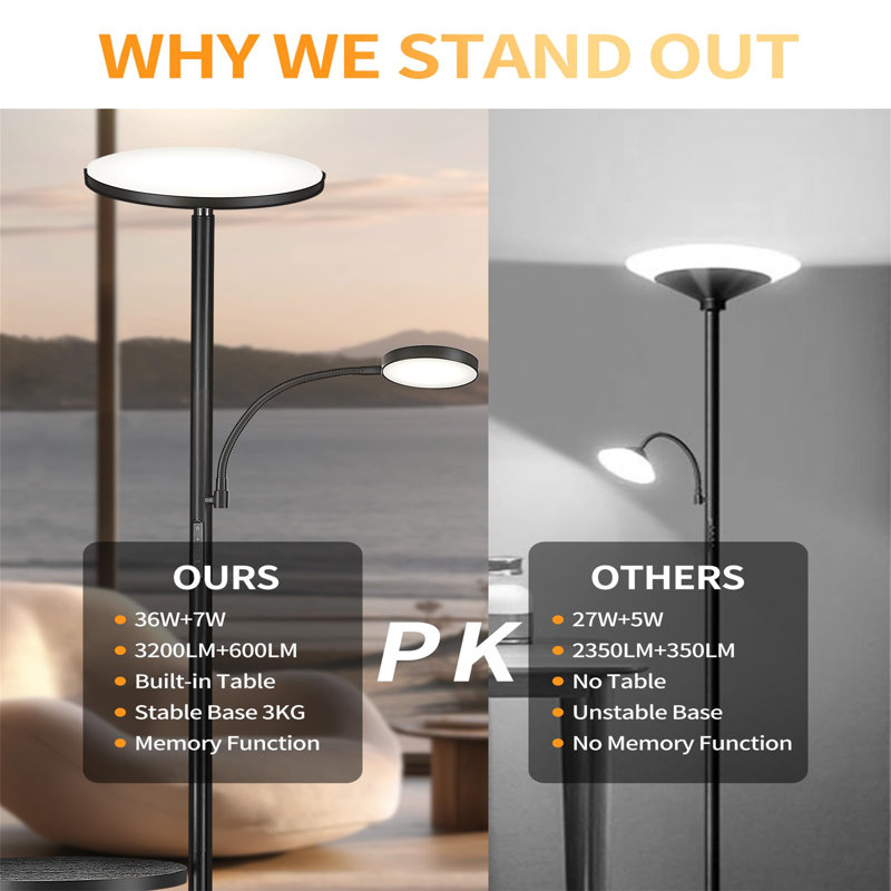 175cm LED Tray Table Floor Lamp