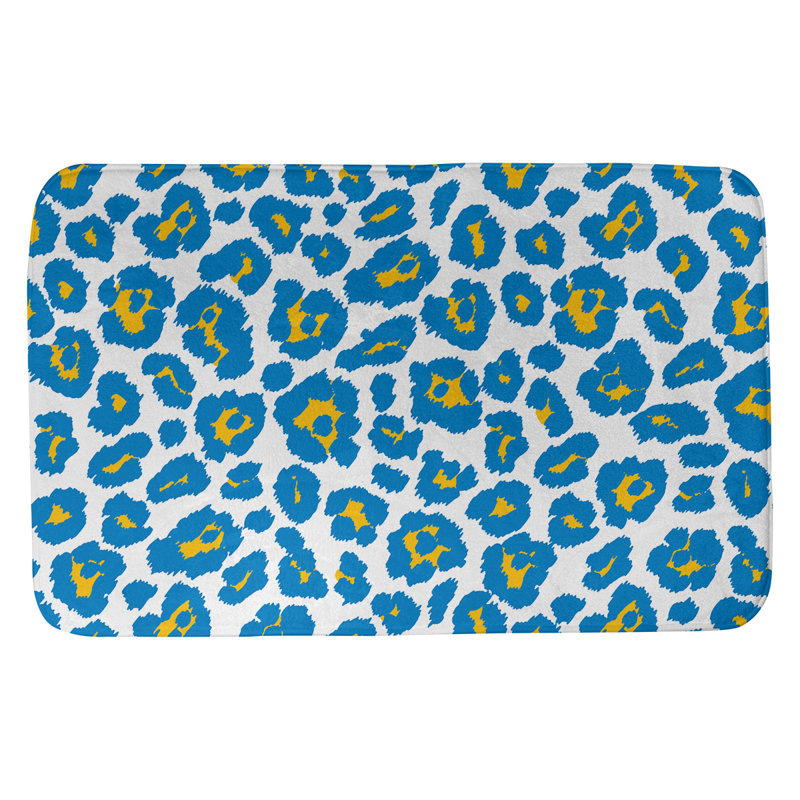 Tapis pour salle de bain Dallas, H 0,5 po x l 21 po x L 34 po, White/Gold/Powder Blue