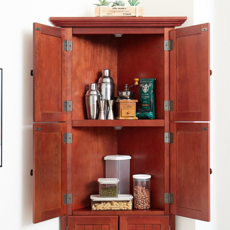 Armoire de rangement pour chambre à 8 portes avec tablettes réglables et charnières de coin en cerisier 8 portes