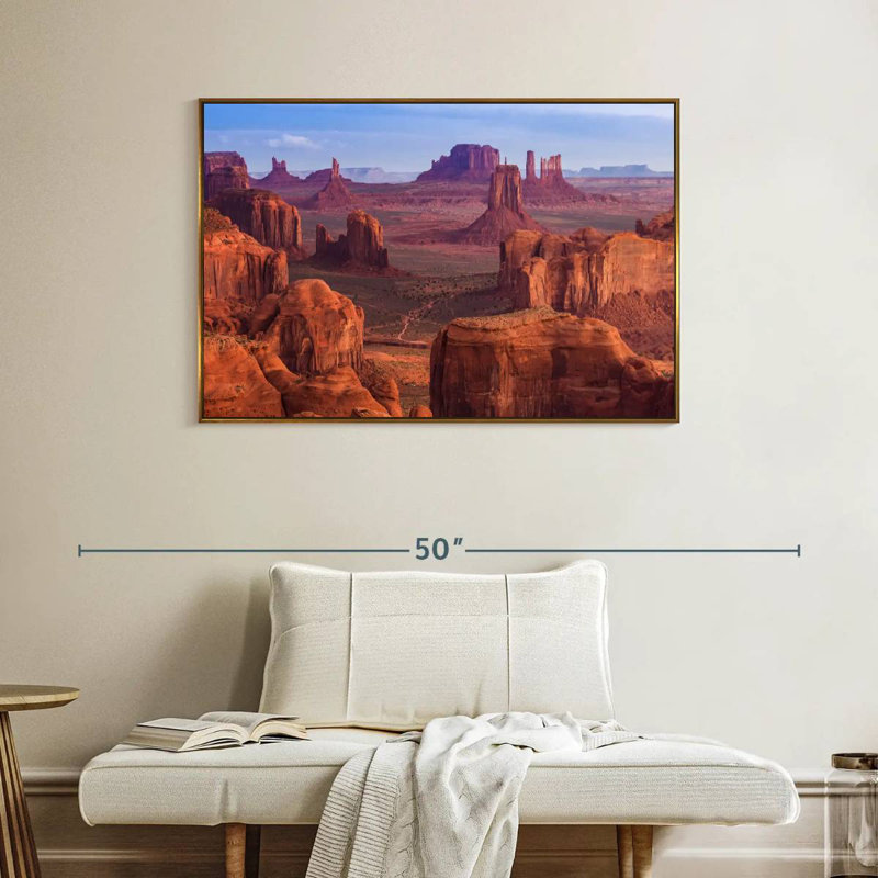 Iconic Monument Valley, Floating Frame Gold, 40" X 27"