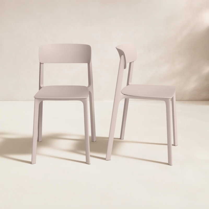 Vowa Stacking Patio Dining Side Chair, Tan