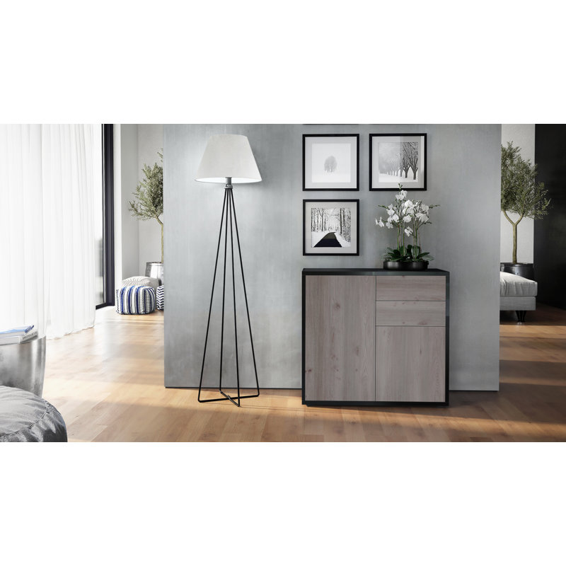 Sideboard Mcdevitt, Glossy Black /Nordic Oak