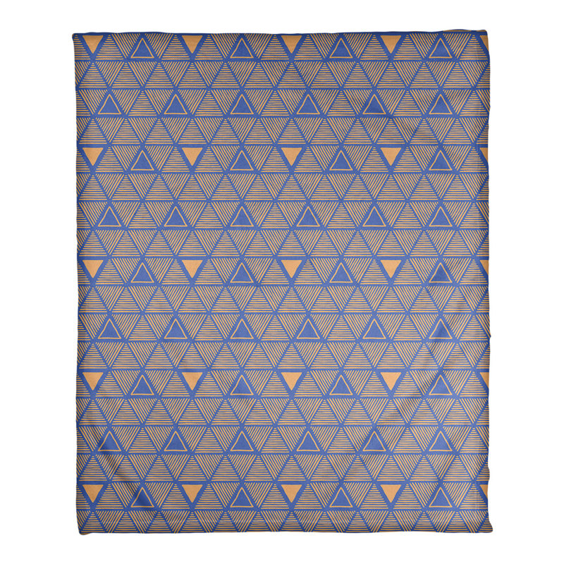 Couverture polairee triangles à la main, l 50 po x L 60 po, Bleu / orange