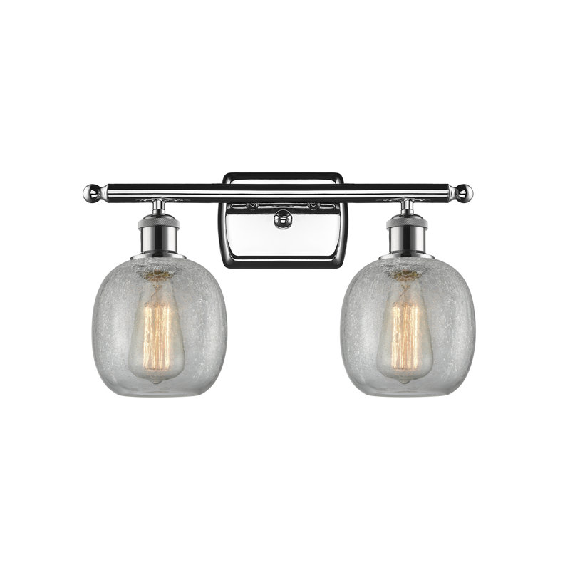 Éclairage de salle de bain à intensité variable 2 lumières Carlucci, Grainé, Ampoule DEL 6 watts Vinage, Chrome poli