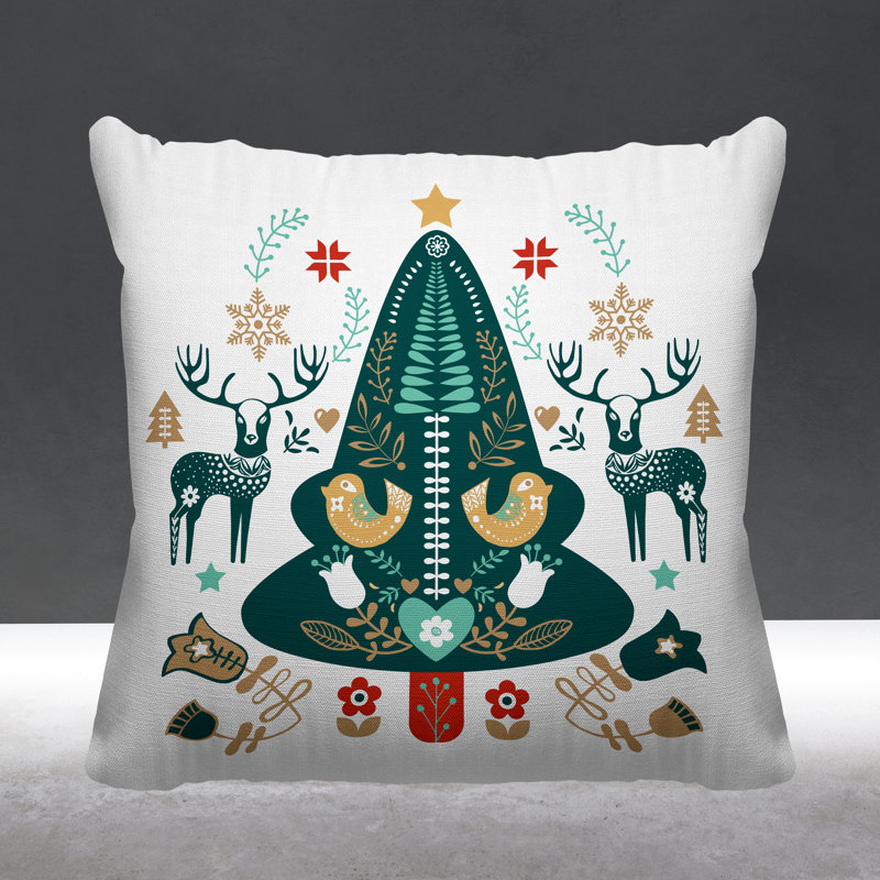 Coussin intérieur / extérieur Scandinavian Christmas Tree, L 19 po x H 19 po, H 15 po x l 15 po
