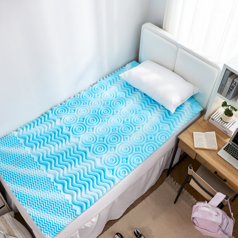 USA Made Twin XL 2" Cooling Gel Memory Foam Topper - Convoluted Foam