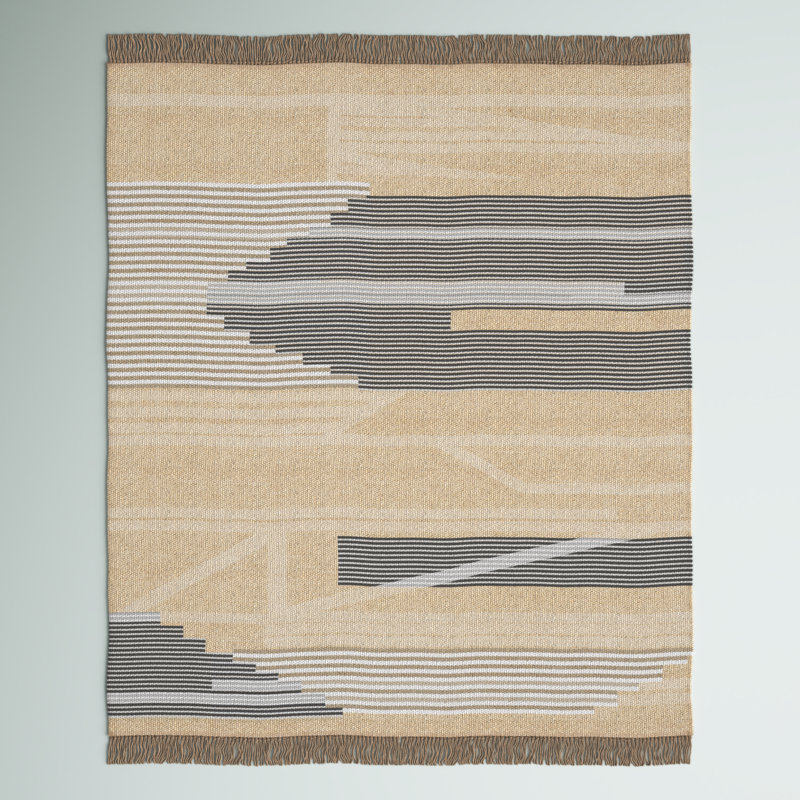 Tapis beige / blanc / noir en jute crocheté à la main Decarlo, Rectangle 8 pi x 10 pi