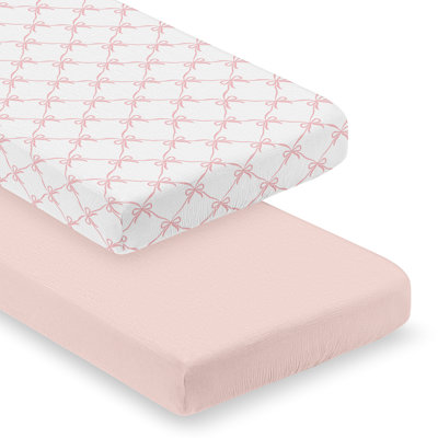 Ballerina and Ballet Bows Muslin 100% Cotton 2 Pack Fitted Crib Sheets by Sweet Jojo Designs