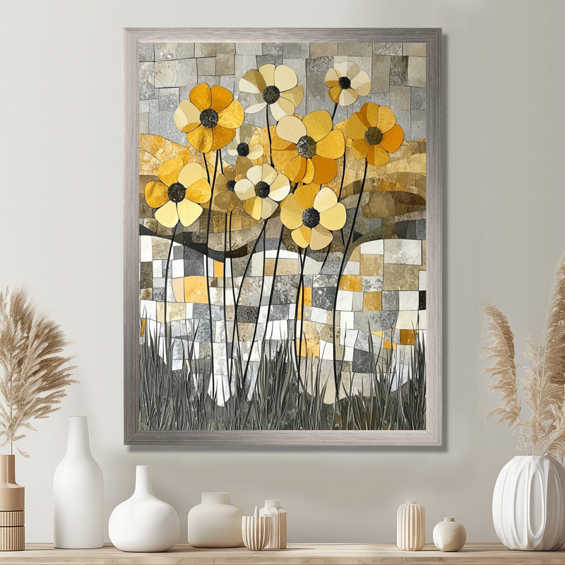 Harewood - art mural abstrait, H 40 po x l 30 po, Picture Framed, Argent argent
